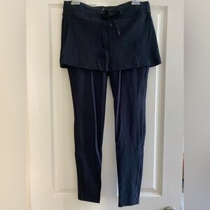 Athleta Black Leggings with a Mini Skirt